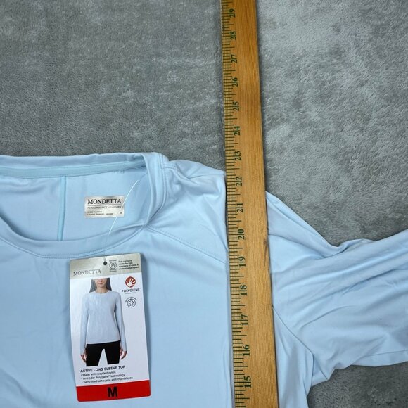 Mondetta Womens Active Long Sleeve Top M Light Blue Recycled Nylon NWT 6580 - Picture 6 of 8